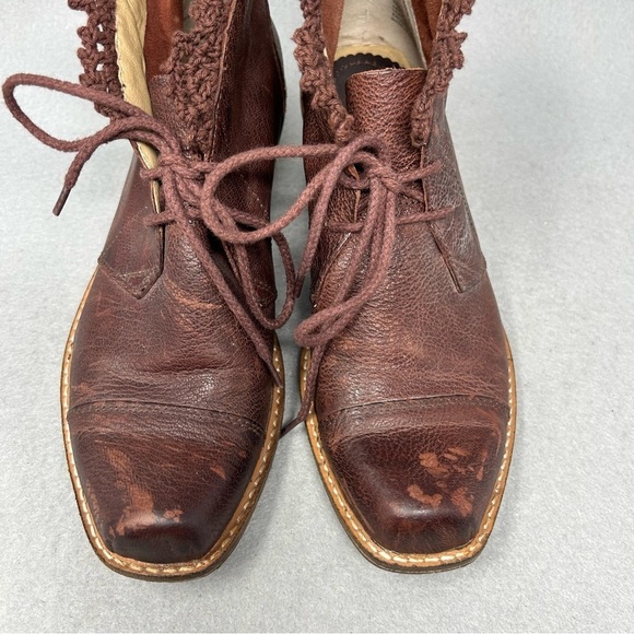 Anthropologie Latigo Kat Crochet Heeled Lace Up Ankle Boots Women’s Size 6.5M - Picture 6 of 12